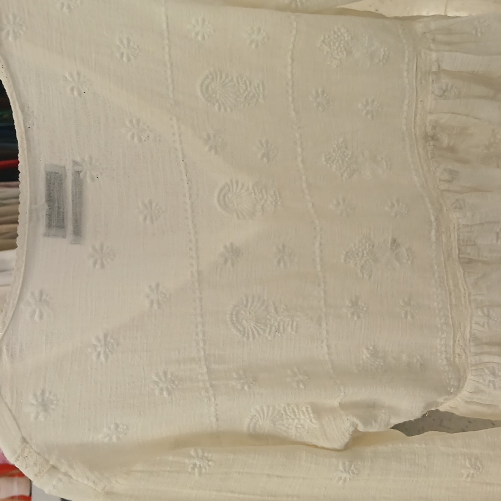 Urban Outfitters Cropped Cotton Gauze Blouse Size Small - Picture 3 of 6